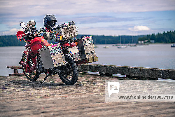 Touring motorcycle by Campbell River  Vancouver  Canada