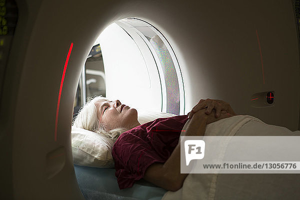 Patient undergoing MRI scan in hospital