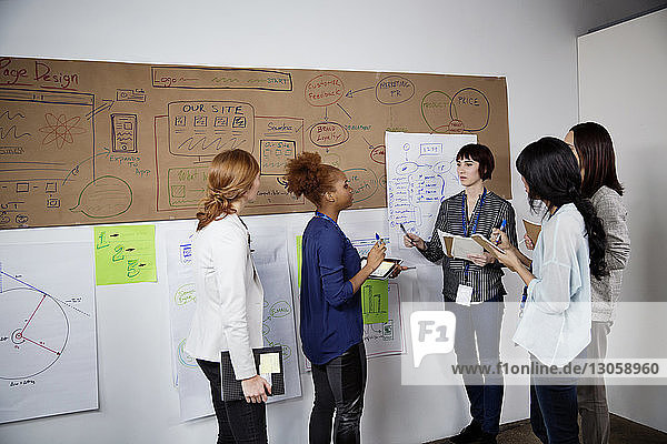 Multi-ethnic businesswomen discussing strategy in creative office