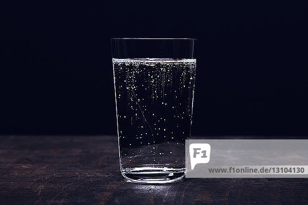 Close up sparkling water in glass