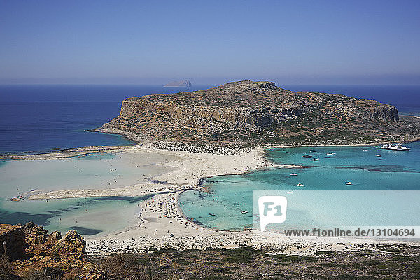 Panoramablick auf den Strand von Balos  Kreta  Griechenland