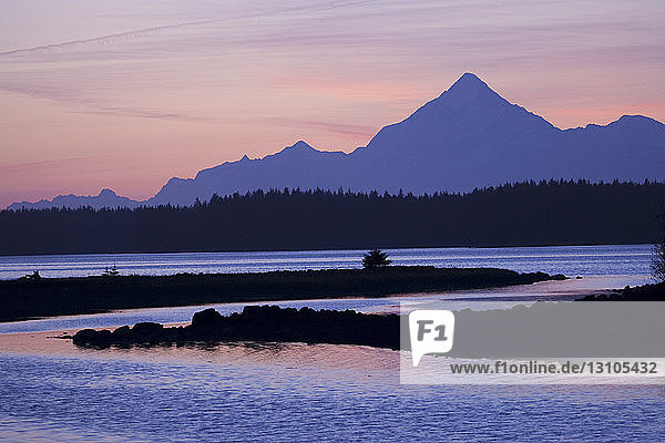 Sunset Over Mt. St. Elias And Monte Bay Yakutat Alaska