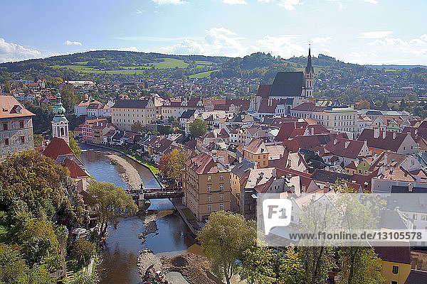 Cityscape of Cesky Krumlov  a world heritage site; Cesky Krumlov  Czech Republic