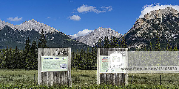 Information sign for the Kootenay Plateau in the Canadian Rocky Mountains; Alberta  Canada