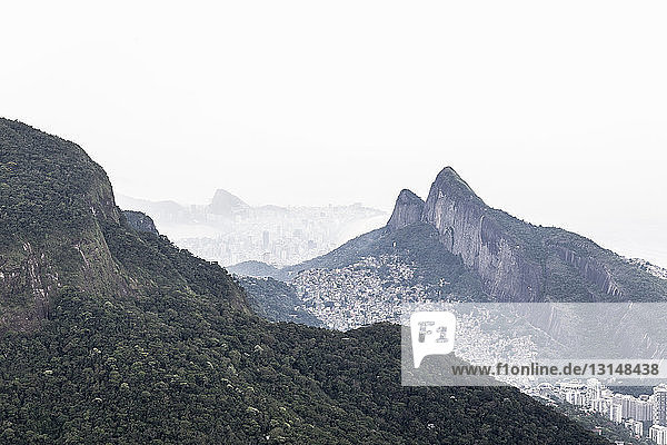 Distant view of Lagoa Rodrigo de Freitas and Ipanema  Rio De Janeiro  Brazil