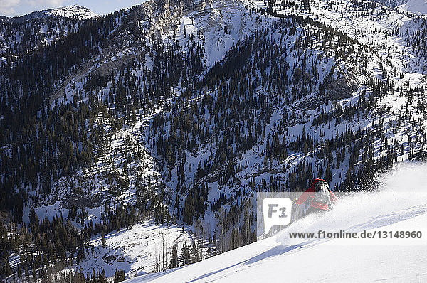 Man backcountry skiing  The Meadows  Silverfork Basin  Wasatch Mountains  Utah  USA