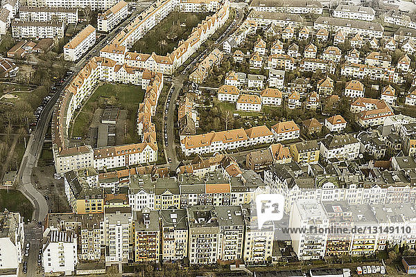 Aerial view of suburban apartment blocks  Bremerhaven  Bremen  Germany