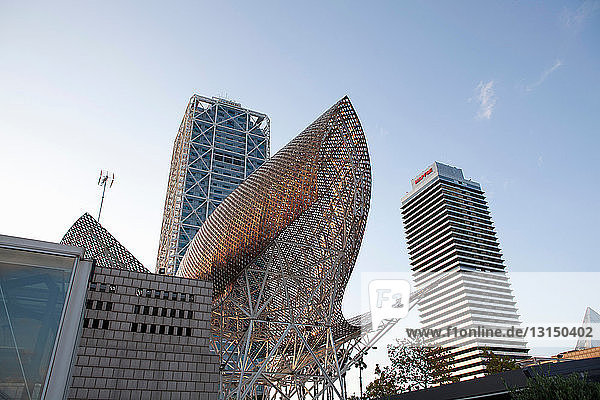 Modern metal sculpture in city center
