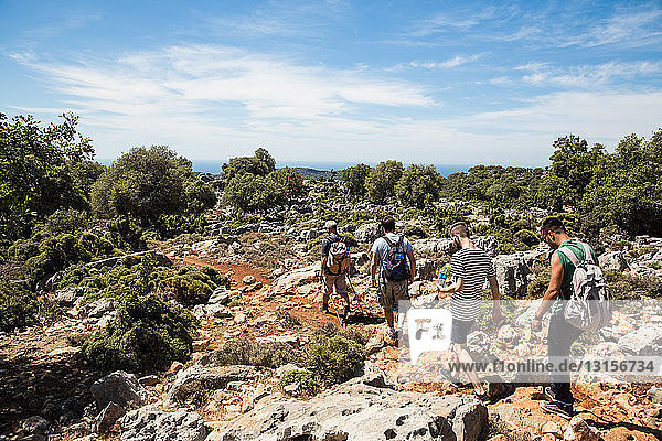 Male hikers walking the Lycian way  Turkey