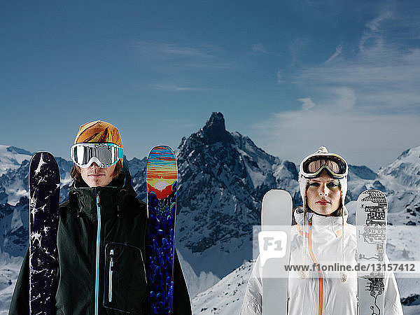 Porträt von Skifahrern
