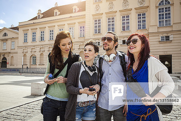 Group of young adults  sightseeing