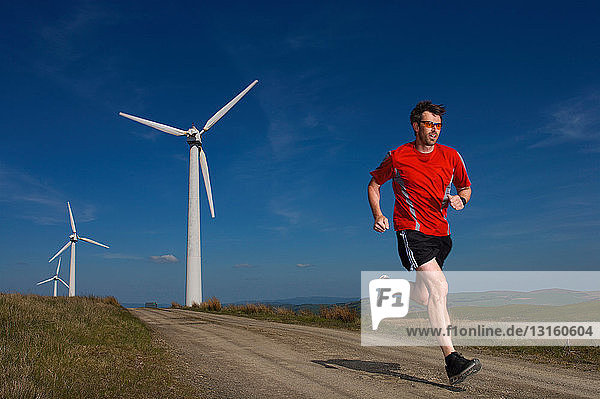 Runner at a wind farm.