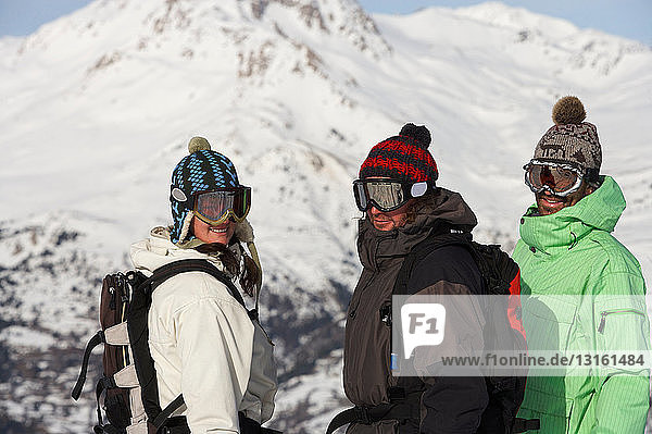 Portrait of skiers and boarders.