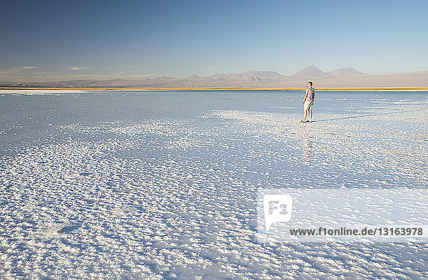 Mann mit Aussicht Laguna Salada Salar de Atacama El Norte Grande Chile
