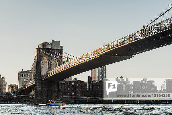Brooklyn Bridge und East River  New York  USA