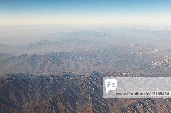 Luftaufnahme von unbebautem Land über Gansu  China