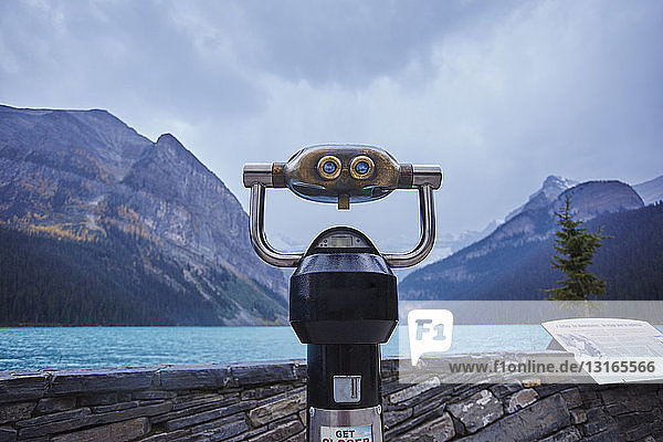 Viewing binoculars beside Lake Louise Alberta Canada