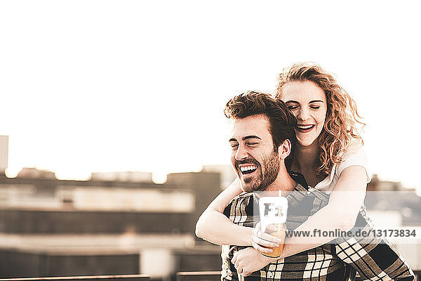 Portrait of happy young couple in love