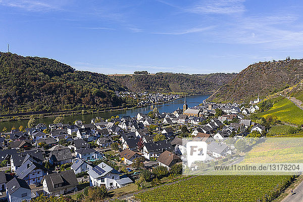 Deutschland  Rheinland-Pfalz  Mayen-Koblenz  Mosel  Stadt Alken und Weinberge