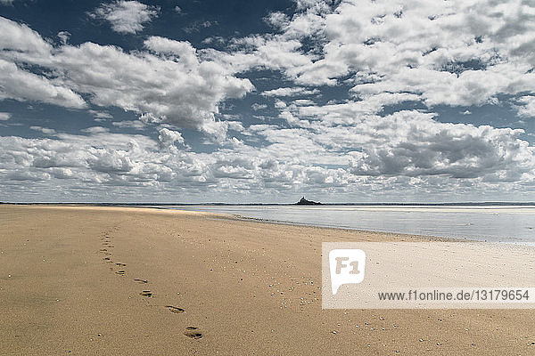 France Upper Normandy Beach near Genets Mont Saint Michel in the background