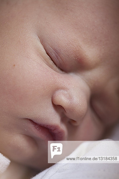 Portrait of sleeping baby girl  close-up