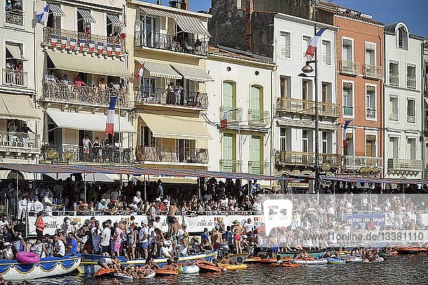 France,  Herault,  Sete,  Festival of Saint Louis,  Royal Canal,  stands during the jousts