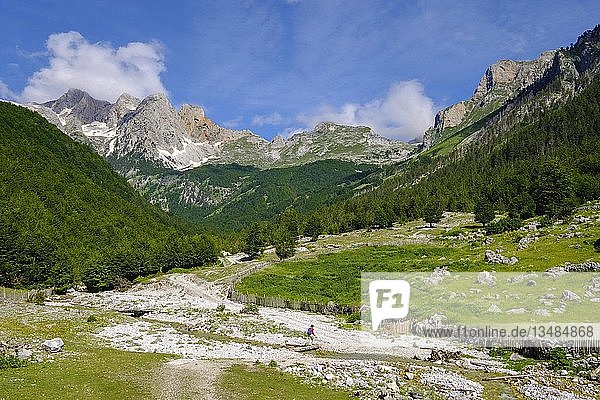 Wanderin im Kukaj-Tal  Valbona-Nationalpark  Albanische Alpen  Prokletije  Qar Kukes  Albanien  Europa