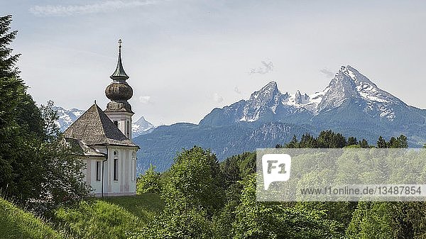 Wallfahrtskirche Maria Gern vor dem Watzmann  Nationalpark Berchtesgaden  Berchtesgadener Land  Bayern