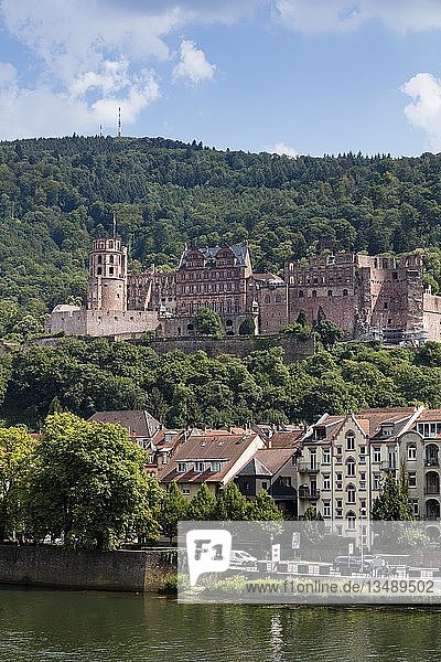 Heidelberger Schloss  Schlossruine oberhalb der Stadt  Fluss Neckar  Heidelberg  Baden-WÃ¼rttemberg  Deutschland  Europa