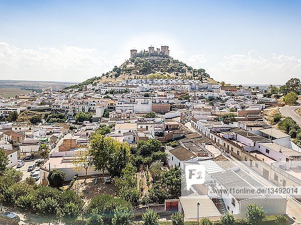 Drone image of Castle of Almodovar del Rio  Cordoba  Andalusia  Spain  Europe