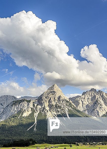 Blick auf die Ehrwalder Sonnenspitze  Berglandschaft  Tiroler Alpen  Ehrwalder Becken  bei Ehrwald  Lermoos  Tirol  Österreich  Europa