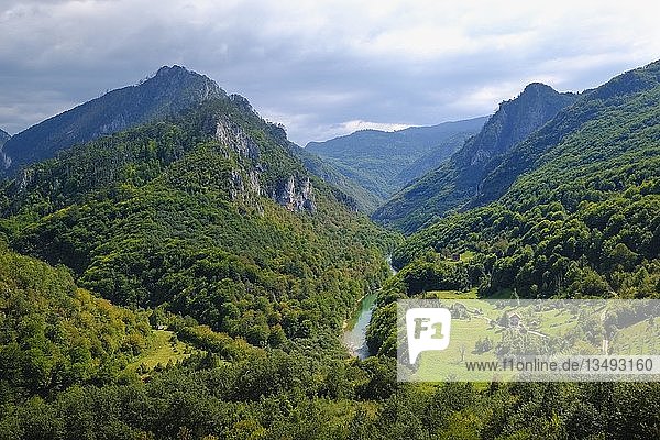 Fluss Tara  Tara-Schlucht  Blick von der Tara-Brücke in Durdevica  Durmitor-Nationalpark  Provinz Pljevlja  Montenegro  Europa