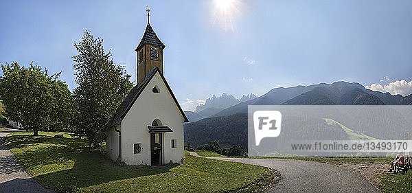 The small Chapel of St. Anton near St. Peter on the Bergbauernweg trail  Villnoesstal valley  province of Bolzano-Bozen  Italy  Europe