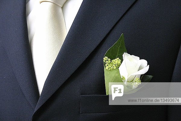 Detail of a groom's tuxedo