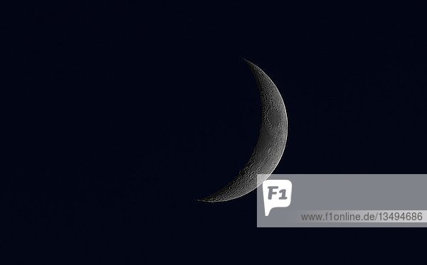Increasing moon  crescent moon  seen from the European hemisphere  Germany  Europe