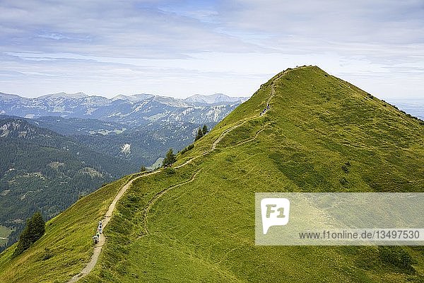 Wanderweg zum Gipfel  Grundkopf 1949m  Blick von der Bergstation Kanzelwand  AllgÃ¤uer Alpen  Kleinwalsertal  Vorarlberg  Ã-sterreich  Europa