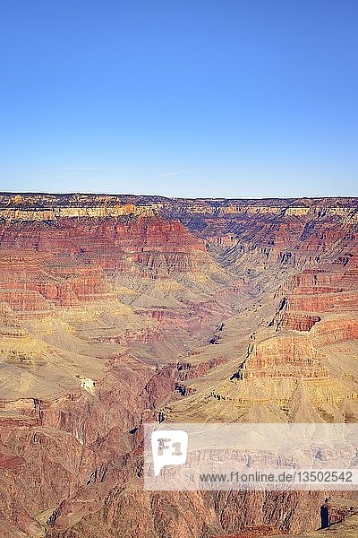 Schlucht des Grand Canyon  Blick vom Rim Trail  zwischen Mather Point und Yavapai Point  erodierte Felslandschaft  South Rim  Grand Canyon National Park  Arizona  USA  Nordamerika