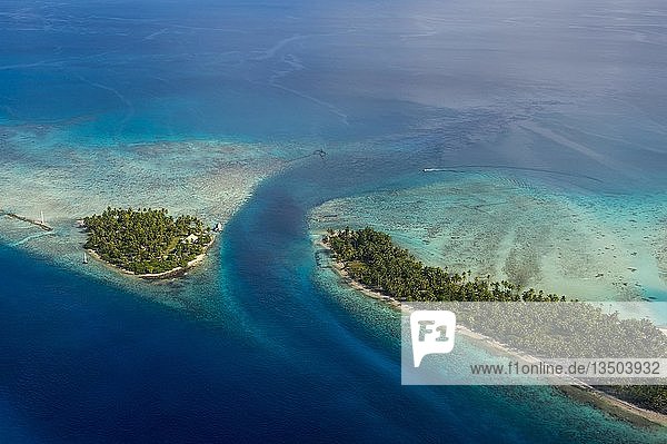 Luftaufnahme von Rangiroa  Tuamotu-Archipel  Französisch-Polynesien  Ozeanien