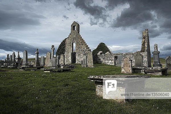 Ruinen der Balnakeil Church mit Friedhof  Balnakeil  Sutherland  Highlands  Schottland  Großbritannien