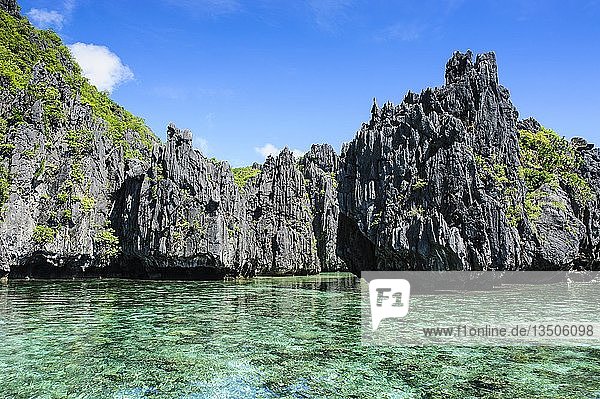 Kristallklares Wasser mit Kalksteinen  Bacuit-Archipel  El Nido  Palawan  Philippinen  Asien