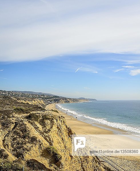 View of the sandy beach from Vista Point, Pelican Point, coastal ...