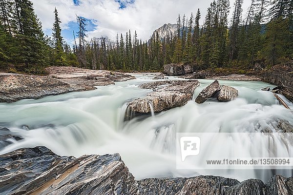 Wasserfall,  Langzeitbelichtung,  Natural Bridge Lower Falls,  Rocky Mountains,  Yoho National Park,  Provinz Alberta,  Kanada,  Nordamerika