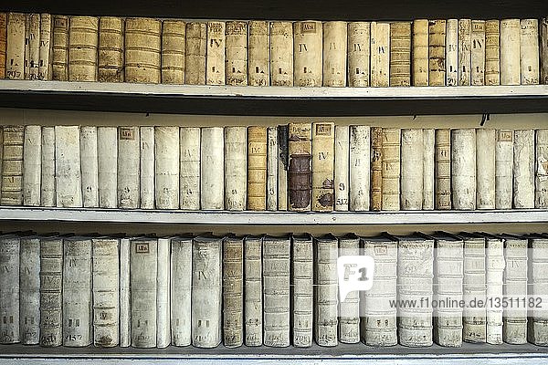 Sehr alte Bücher  Bibliothek  Abtei Strahov  Burgviertel Hradschin  Prag  Tschechische Republik  Europa