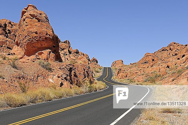 Straße durch den Valley of Fire State Park  Nevada  USA  Nordamerika