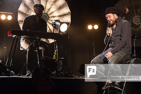 The Swiss singer and songwriter Lukas Linder alias Henrik Belden with band at the record baptism live in the Schüür Lucerne Switzerland Europe