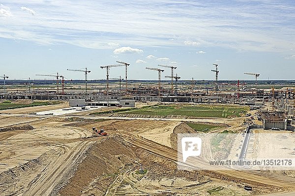 View of the construction site of the new major BBI airport  Berlin Brandenburg International  main terminal  Germany  Europe