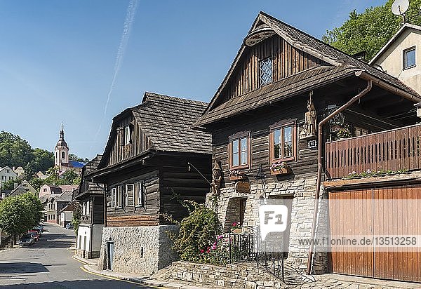 Traditionelle Holzhäuser in Stramberk Tschechien Europa