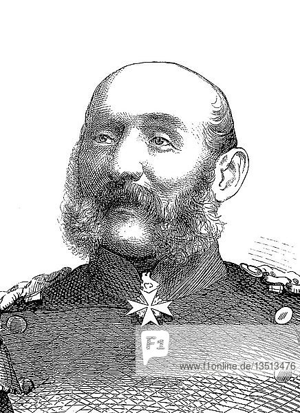 Albert Ehrenreich Gustav von Manstein  24. August 1805  11. Mai 1877  preußischer General  Holzschnitt  Porträt  1885  Deutschland  Europa