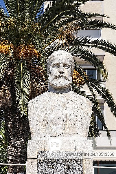 Bust of Hasan Tahsini  scientist  scholar  promenade  Saranda  Ionian Sea  Albania  Europe
