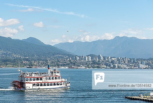 Paddle steamer as tourist boat  Coal Harbour  Vancouver  British Columbia  Canada  North America